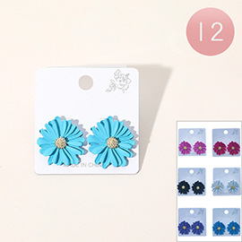 12Pairs - Flower Earrings