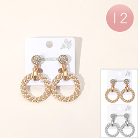 12Pairs - Pearl Embellished Doorknocker Clip On Earrings