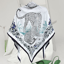 Jungle Inspired Leopard Printed Triangle Shape Scarf