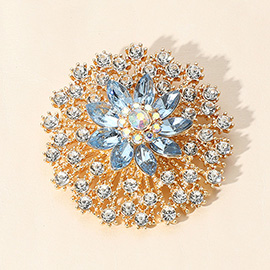 Stone Embellished Flower Pin Brooch
