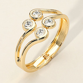 Stone Bezel Tip Hinged Bangle Bracelet