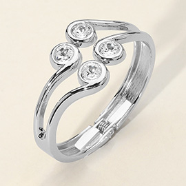 Stone Bezel Tip Hinged Bangle Bracelet