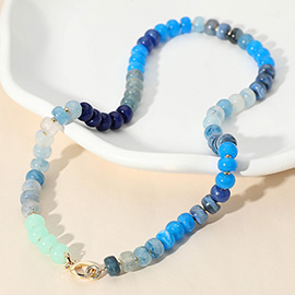 Natural Stone Metal Ball Beaded Necklace
