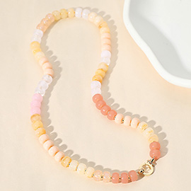 Natural Stone Metal Ball Beaded Necklace