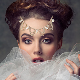 Teardrop Stone Accented Draped Rhinestone Head Chain