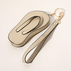 Faux Leather Flip-flop Mini Wristlet Keychain / Bag Charm / Coin Purse