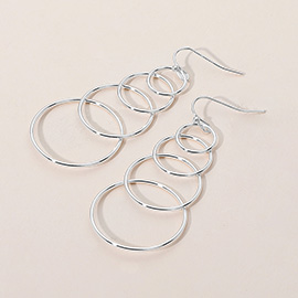 Metal Wire Hoop Link Drop Earrings