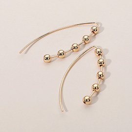 Metal Ball Accented Curved Drop Earrings