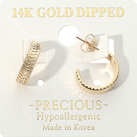 14K Gold Dipped Hypoallergenic Textured Mini Hoop Earrings