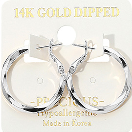 14K Gold Dipped Hypoallergenic Twisted Hoop Earrings