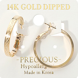 14K Gold Dipped Hypoallergenic Textured Hoop Earrings
