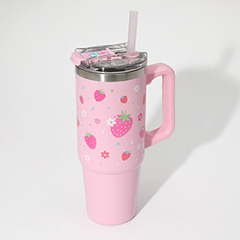 HOT FOCUS - Stainless Steel Strawberry Pattern Printed Tumbler