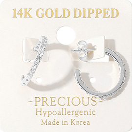 14K Gold Dipped Hypoallergenic Stone Paved Mini Hoop Earrings