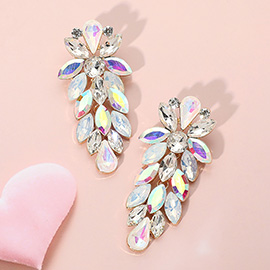 Marquise Stone Cluster Embellished Evening Earrings
