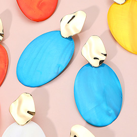 Mother of Pearl Oval Plate Dangle Earrings