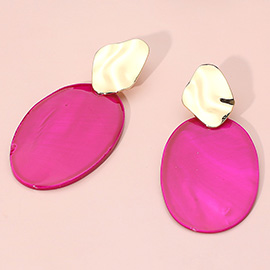Mother of Pearl Oval Plate Dangle Earrings