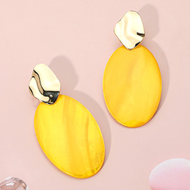 Mother of Pearl Oval Plate Dangle Earrings