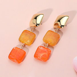 Celluloid Acetate Square Pebble Link Drop Earrings