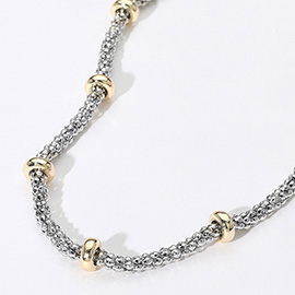 14K Gold Plated Two Tone Mesh Chain Necklace