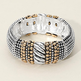 Two Tone Antique Metal Boho Stretch Bracelet