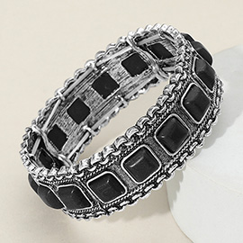 Antique Metal Western Natural Stone Pointed Stretch Bracelet