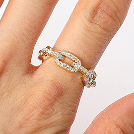 CZ Stone Paved Chain Link Ring