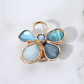 Enamel Stone Flower Magnetic Brooch