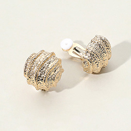 Textured Metal Ripple Ball Clip On Earrings