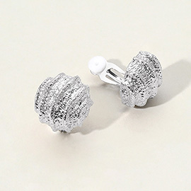 Textured Metal Ripple Ball Clip On Earrings
