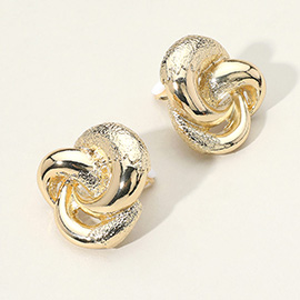 Textured Metal Knot Clip On Earrings