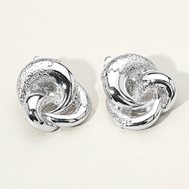 Textured Metal Knot Clip On Earrings