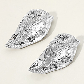 Textured Metal Leaf Clip On Earrings