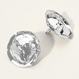 Hammered Metal Disc Clip On Earrings