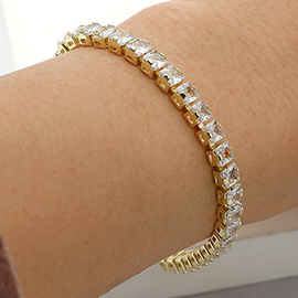 Square CZ Stone Tennis Chain Evening Bracelet