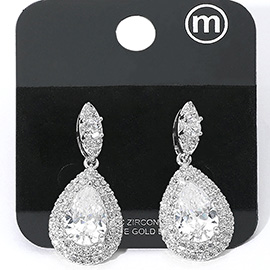 Gold Dipped CZ Marquise Teardrop Dangle Evening Earrings
