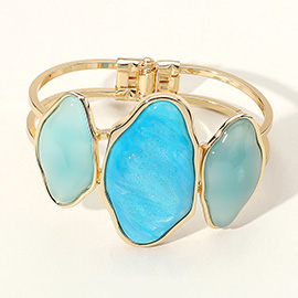 Triple Abstract Sparkled Resin Pointed Hinged Bangle Bracelet