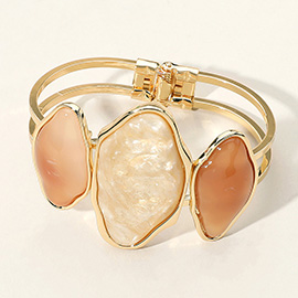 Triple Abstract Sparkled Resin Pointed Hinged Bangle Bracelet
