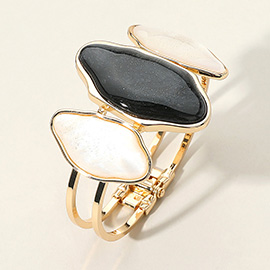 Triple Abstract Sparkled Resin Pointed Hinged Bangle Bracelet