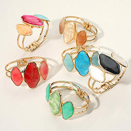 Triple Abstract Sparkled Resin Pointed Hinged Bangle Bracelet