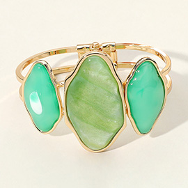 Triple Abstract Sparkled Resin Pointed Hinged Bangle Bracelet