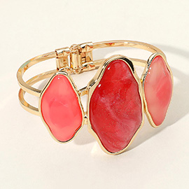 Triple Abstract Sparkled Resin Pointed Hinged Bangle Bracelet