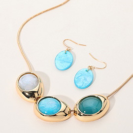 Sparkled Celluloid Acetate Pebble Link Pointed Necklace