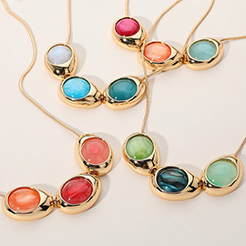 Sparkled Celluloid Acetate Pebble Link Pointed Necklace