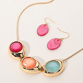 Sparkled Celluloid Acetate Pebble Link Pointed Necklace