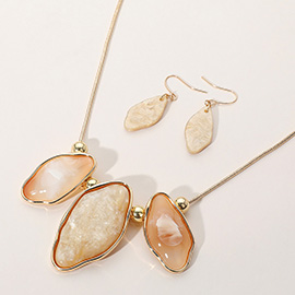 Abstract Sparkled Celluloid Acetate Pebble Link Pointed Adjustable Necklace
