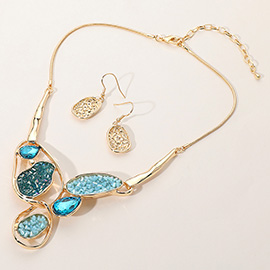 Abstract Stone Faceted Beads Embellished Necklace