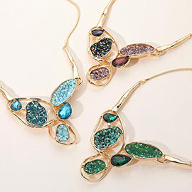 Abstract Stone Faceted Beads Embellished Necklace