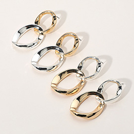 Two Tone Textured Metal Link Drop Earrings