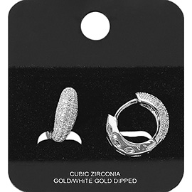 Gold Dipped CZ Stone Paved Huggie Hoop Earrings