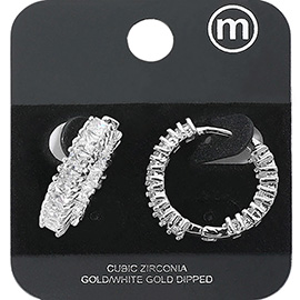 Gold Dipped CZ Stone Cluster Around Huggie Hoop Earrings